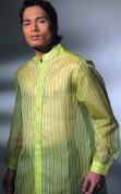  Men's Barong  Jusi fabric 100252 Green Yellow 